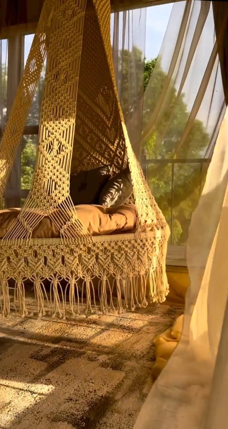 Macrame Swing Chair For Adults 50 inches - Leechoo